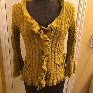 Green/yellow ruffle sweater